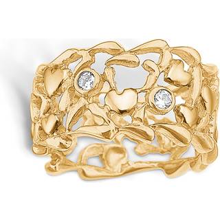 Blossom forgyldt bred ring med hjerter, blade og cz