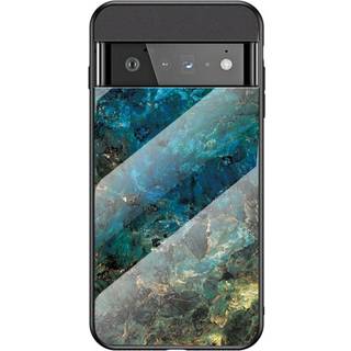 Google Pixel 6 Pro Plastik Bagside Cover m. Glasbagside - Blå Marmor