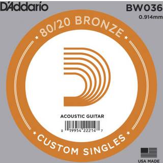 D'Addario BW036 Bronze sår akustisk guitar enkelt streng .036