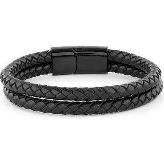 Flettet Sort Armbånd i To Lag