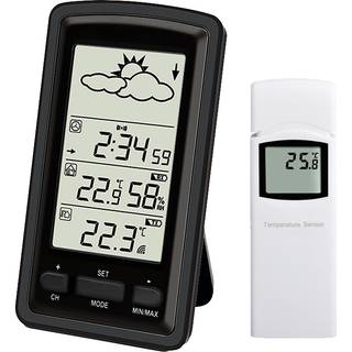 Agimex vejrstation med temperatur, fugtighed, barometer og ur, op til 3 sensorer