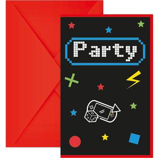 Gamer Party invitation med konvolut - 6 stk