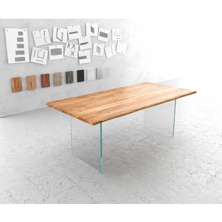 Esstisch Edge 200x100 Akazie Natur Glas Live-Edge - Natur, Transparent