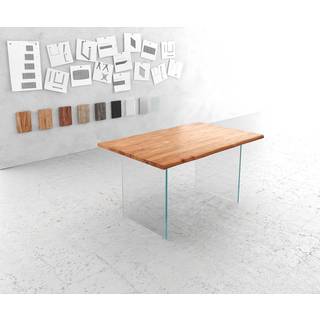 Esstisch Edge 140x90 Akazie Natur Glas Live-Edge - Natur, Transparent