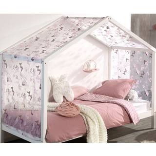 Sengehimmelsæt til hus-seng – DALLAS, sommerfugl, hvid