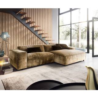 Ecksofa Tenso 280x165 cm Chenille Gold Recamiere rechts