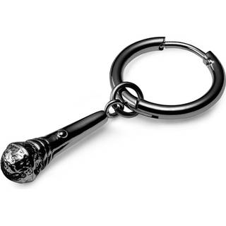 Sort Drop Hoop Stålørering m. Mikrofon Vedhæng