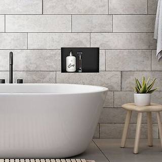 Brusebakke 30x20 cm sort rustfrit stål LuxeBath