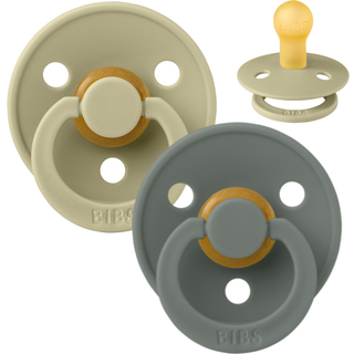 BIBS Rund Colour Sut - 2-Pak - Str. 1 - Naturgummi - Khaki/Pine