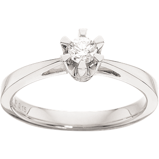 Prinsesse Ring i 14kt. hvidguld m. 0,15ct. diamant
