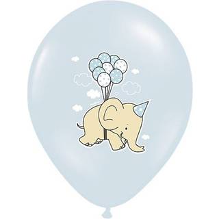 50 stk. Latexballoner Elefant Pastel Babyblå – Dobbeltprintet Festpynt til Børnefest