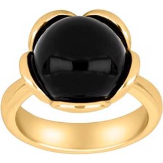 Siersbøl Shape Sølv forgyldt ring Flower stor med onyx - Str. 58