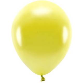 100 stk. Økologiske balloner metallic gul 10" – Biologisk nedbrydelig festdekoration