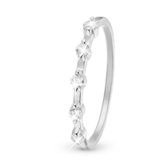 Simple Life Style Ring - Sterling Sølv m. 5 Hvide Cubic Zirkonia - Christina