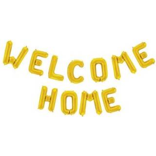 Folieballon Welcome home, guld