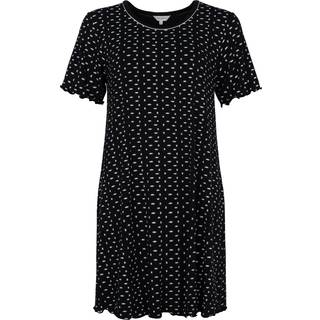 Lady Avenue Short Sleeve Bamboo Nightdress - Black pattern - Medium