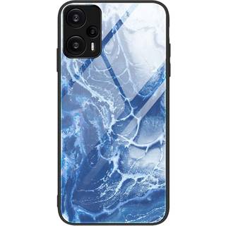 Xiaomi Poco F5 Cover m. Glasbagside - Blå Marmor