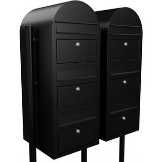 BobiTrio postkasseanlæg med stander - 6 enheder - SORT STRUKTUR