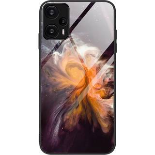 Xiaomi Poco F5 Cover m. Glasbagside - Orange og Lilla Marmor