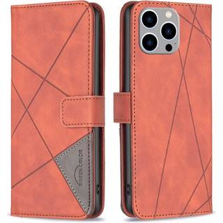iPhone 15 Pro Max BINFEN COLOR Præget Flip Cover - Brun