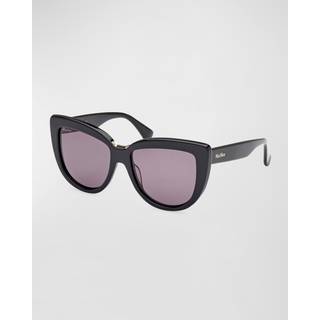 Max Mara Kvinde MM0076 SPARK2 01A Solbriller Acetat Sort Røg Cat Eye Normal