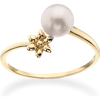 Primavera Blomst 14 Karat Guld Ring fra Scrouples med Ferskvandsperle