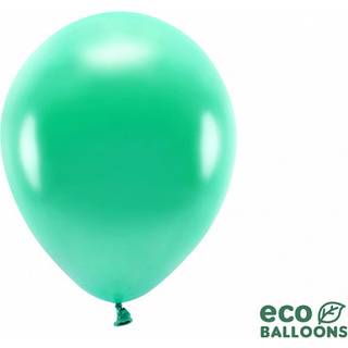 100 stk. Økologiske balloner metallic grøn 12" – Biologisk nedbrydelig festpynt