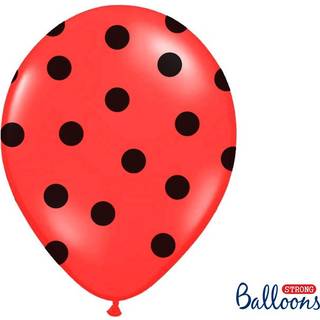50 stk. Latexballoner rød med sorte prikker – Perfekt til festdekorationer 30 cm