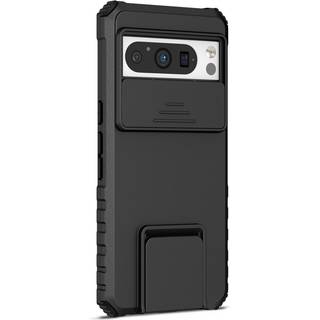 Google Pixel 8 Pro Håndværker Bagside Cover m. Kickstand & Cam Slider - Sort
