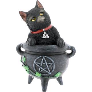 Schwarze Katze in Hexenkessel 12cm