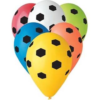 Sæt med 5 farverige balloner med fodboldmønster