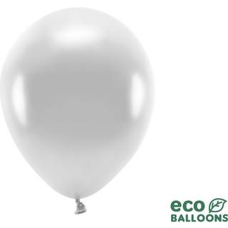 100 stk. Økologiske balloner metallic sølv 10" – Biologisk nedbrydelig festpynt