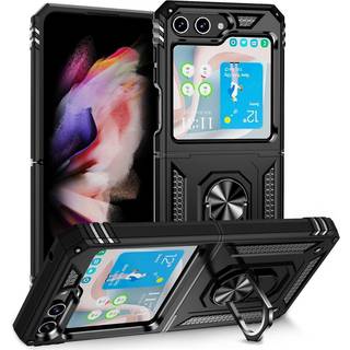 SKALO Samsung Z Flip5 Armor Hybrid metal ring cover - Sort
