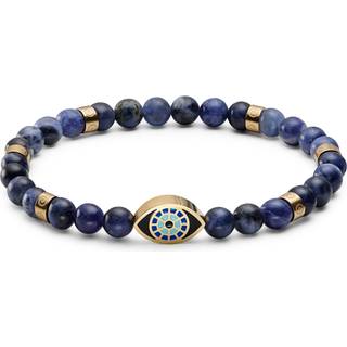Evil Eye | Guldfarvet Sodalit Perle Armbånd