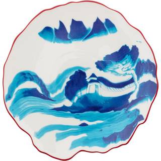 Seletti Tableware - 'Classic on Acid, Melting Landscape' dessert plate in blue PORCELAIN