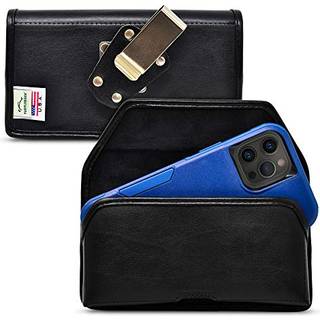 Turtleback Belt Case designet til iPhone 14 Pro Max 14 Plus 12 & 13 Pro Max passer til st?dfast OB -pendler sort l?derhylsterpose med kraftigt ro