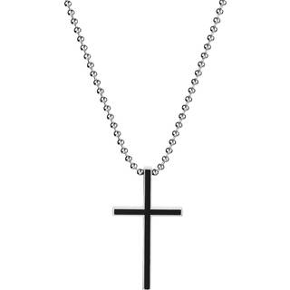 Tynd Korshalskæde i Sort & Stål
