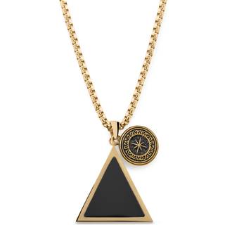 Orisun | Guldfarvet Sort Onyx Trekantet Vedhæng Halskæde