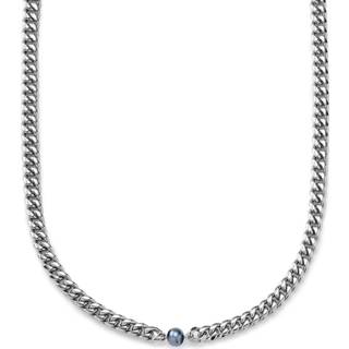 Ocata | Sølvfarvet Kæde Halskæde med Sort Perle