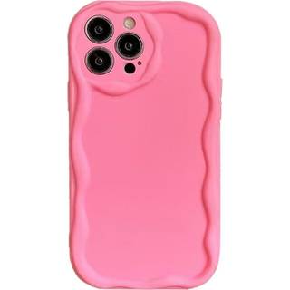 iPhone 15 Pro Fleksibelt Plastik Bagside Cover m. Bølget Kanter - Pink