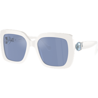 Swarovski Kvinde SK6001 100355 Solbriller Acetat Hvid Lyseblå Firkantet Spejlet Spejl