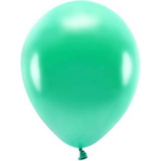 10 stk. Økologiske balloner metallic grøn 10" - Biologisk nedbrydelig festpynt