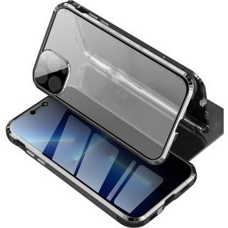 iPhone 13 Pro Max Magnetisk Privacy Cover m. Glas Bagside Og Forside - Sort