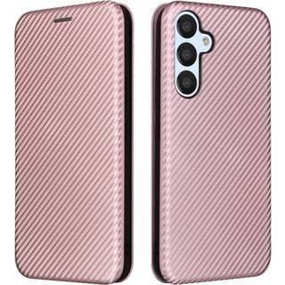 SKALO Samsung A54 5G Carbon Fiber Pungetui - Rosa guld