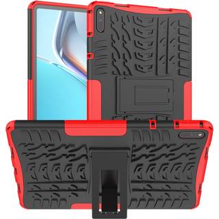 Huawei MatePad 11 Håndværker Bagside Cover m. Dæk Design & Ståfunktion - Sort & Rød
