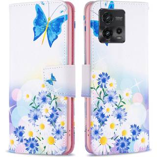 Motorola Moto G72 Læder Flip Cover m. Pung - Sommerfugle & Blomster