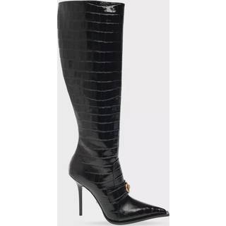 Versace Croc-effect patent leather knee-high boots - black - EU 36.5