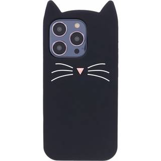 iPhone 13 Pro Max Silikone Bagside Cover m. 3D Kat - Sort