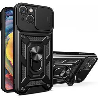 SKALO iPhone 15 Armor Hybrid Metal Ring Camera Slider - Sort