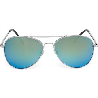 Sølvfarvede & Turkise Aviator Solbriller med Spejlglas